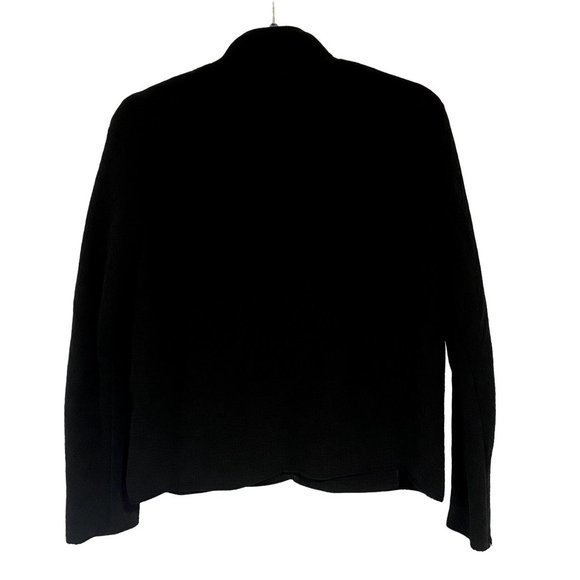 Eileen Fisher Mandarin Collar Full Zip Textured Black Rayon Silk Blend Jacket XS - Picture 4 of 7